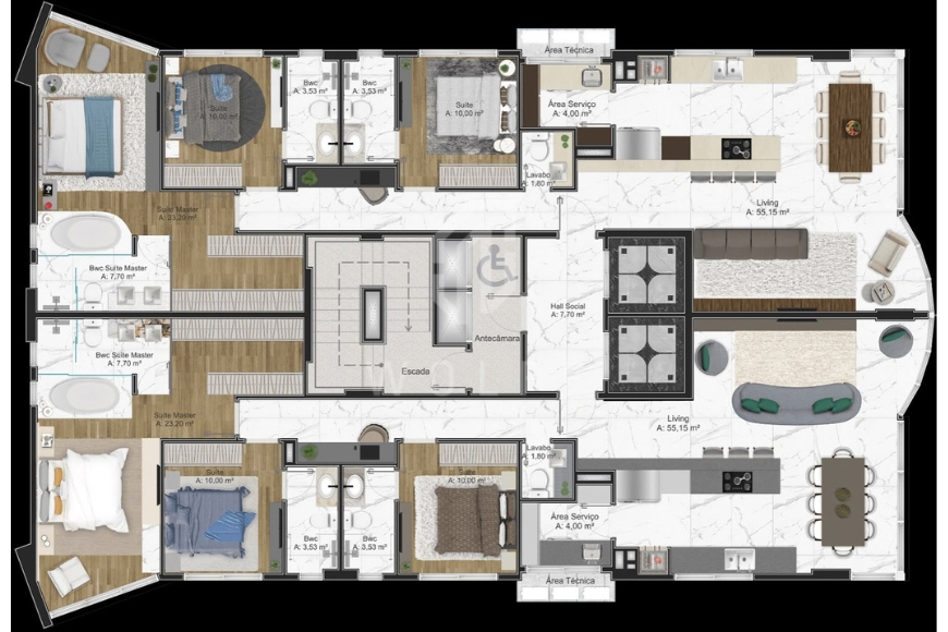 JD1799 - Apartamento com Linda Vista Mar