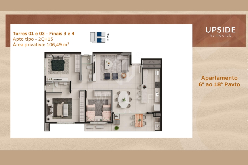 JD632 - Upside Home Club -  Apartamentos frente mar no Itacolomi 