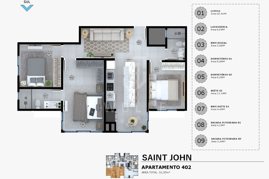 JD724 - Apartamentos a 600 metros da Praia