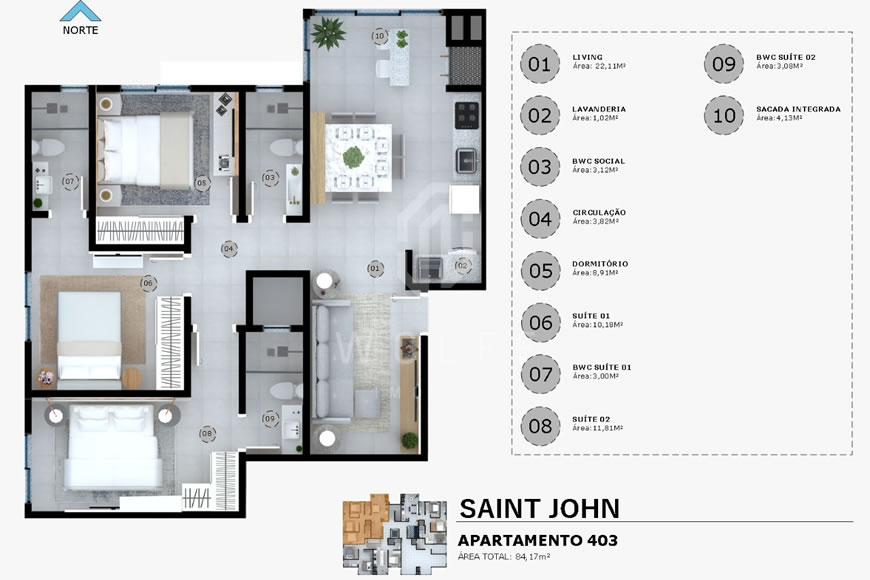 JD724 - Apartamentos a 600 metros da Praia