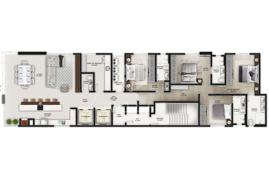 JD733 - Apartamentos sofisticados a poucos passos do Mar no Centro