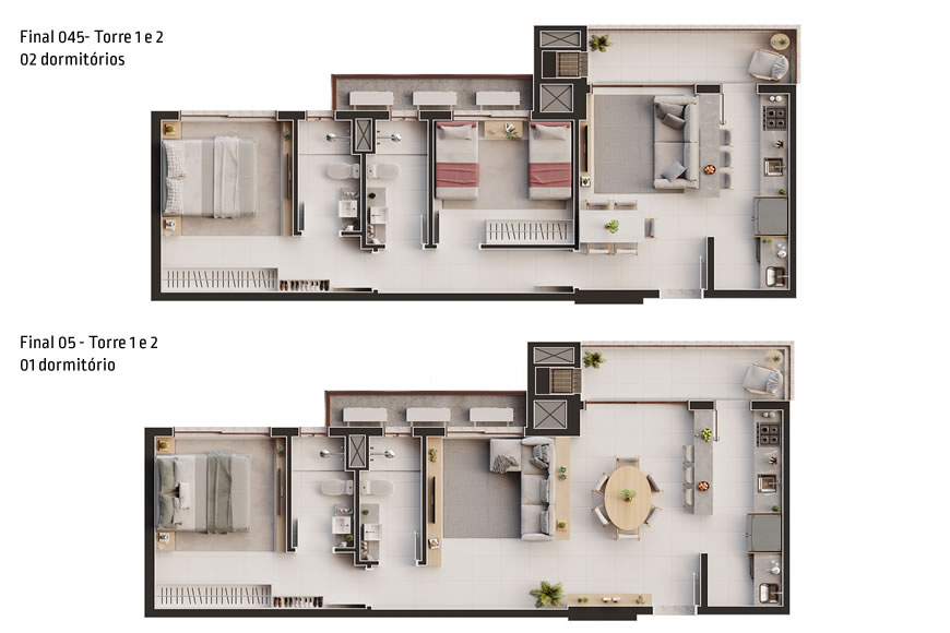 JD773 - Apartamentos a 120 metros da praia na região central 