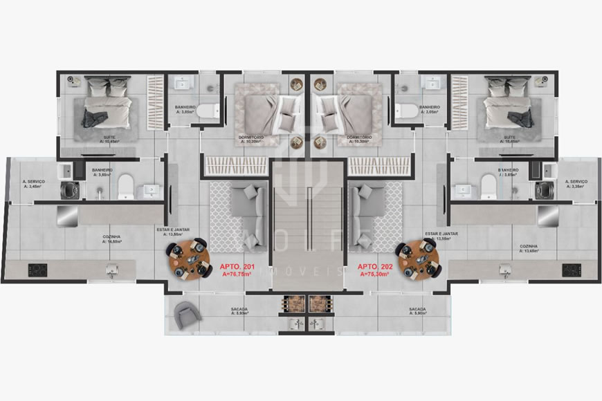 JD827 - Apartamentos a 100 metros da praia no Tabuleiro