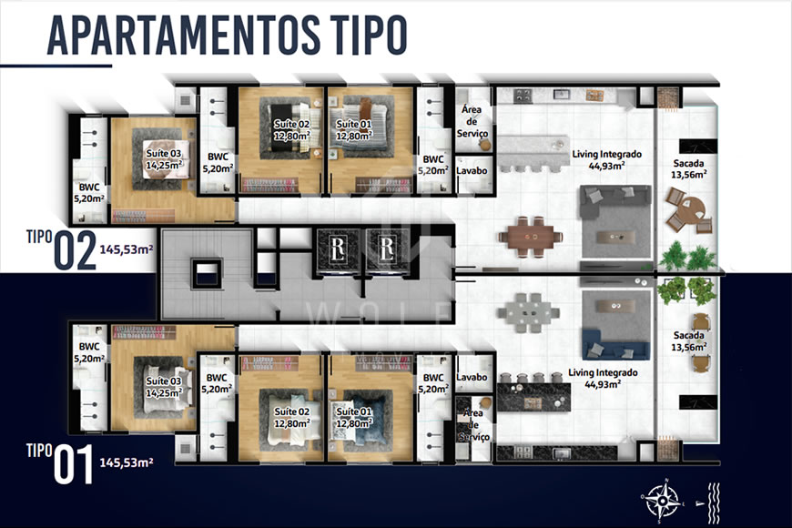 JD852 - Apartamentos com vista definitiva para o Mar e Lagoa