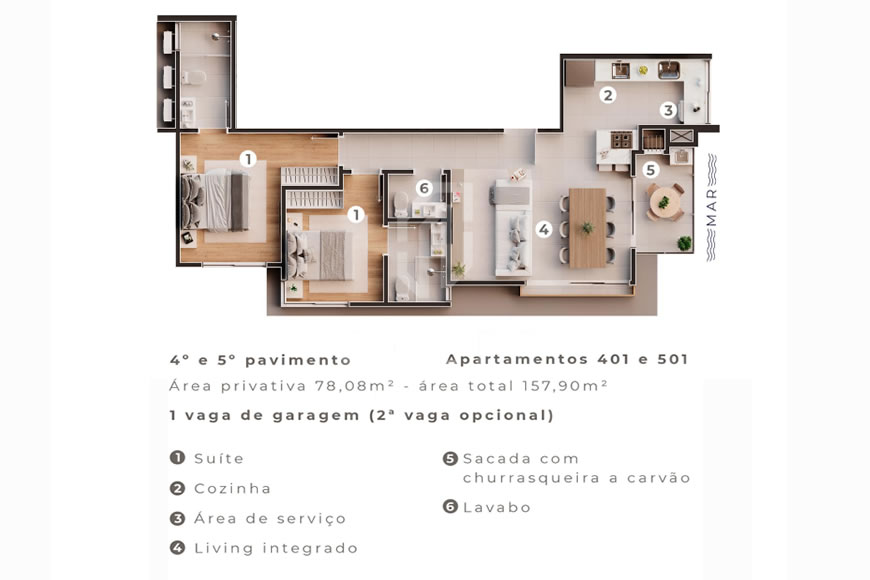 JD856_Vértice_Apartamentos_a_100_metros do Mar na Praia de Armação