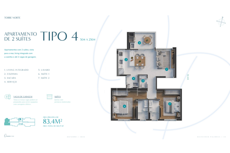 JD857 - Apartamentos com Linda Vista Mar no Centro