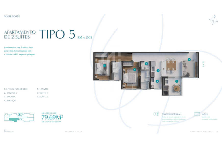 JD857 - Apartamentos com Linda Vista Mar no Centro