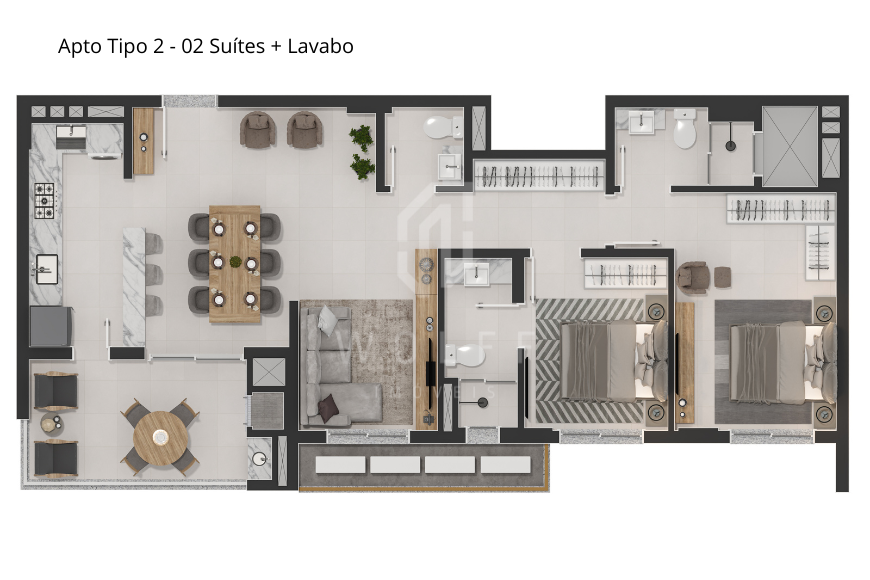 JD875 - Bersi Home Club - Apartamento a 330 metros da praia