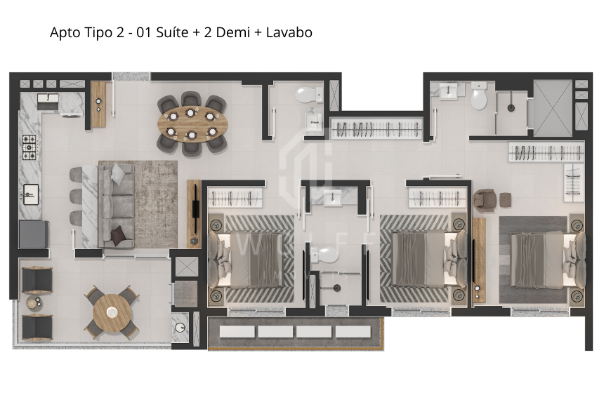 JD875 - Bersi Home Club - Apartamento a 330 metros da praia
