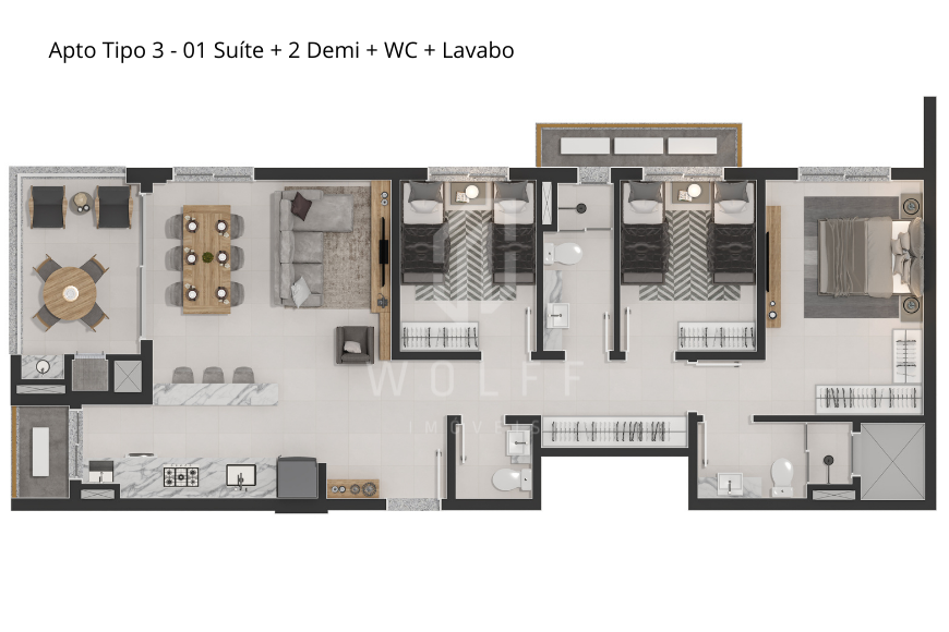 JD875 - Bersi Home Club - Apartamento a 330 metros da praia