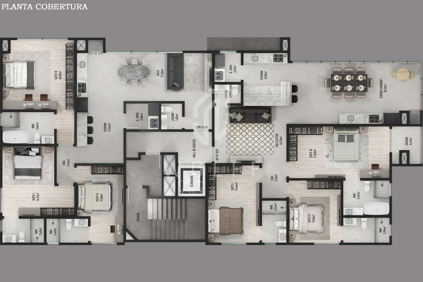 JD912 - Apartamentos a 250 metros da praia no Centro