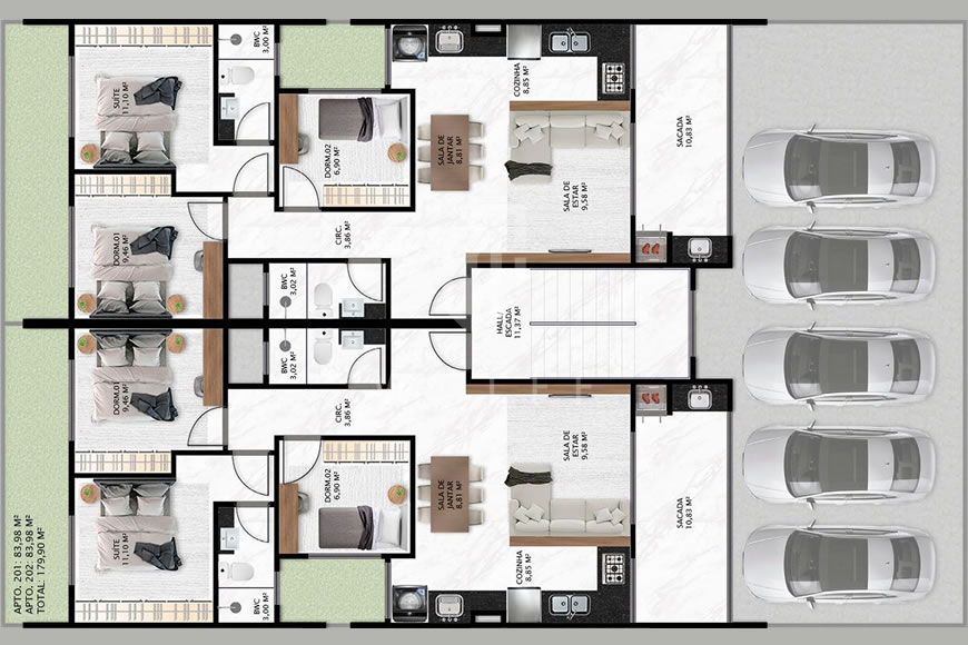 JD928 - Apartamentos a 150 metros da praia no Tabuleiro