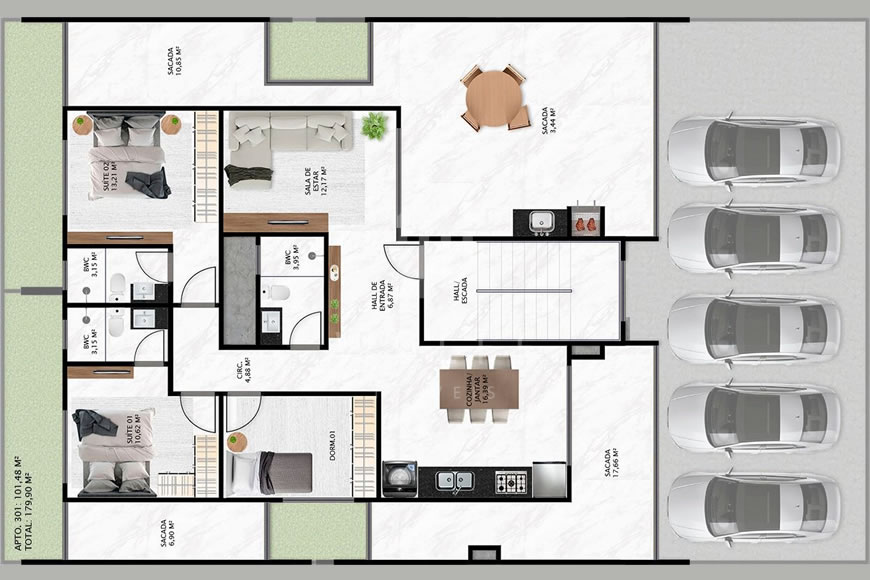 JD928 - Apartamentos a 150 metros da praia no Tabuleiro