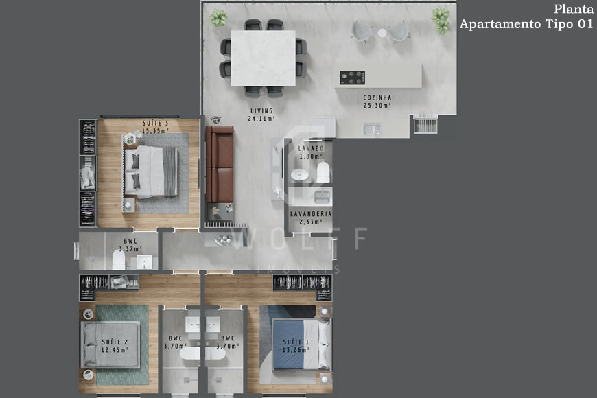 JD937 -  Apartamentos à 290 metros da praia no Itacolomi 