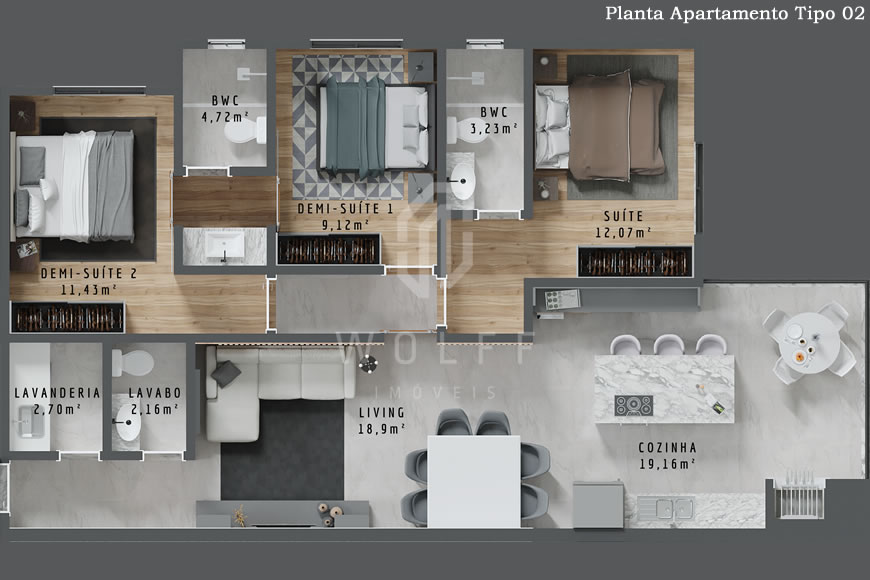 JD937 -  Apartamentos à 290 metros da praia no Itacolomi 