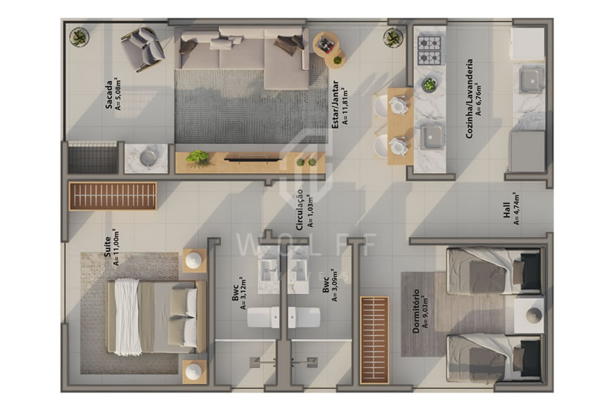 JD970 - Apartamentos a 500 metros da Praia 