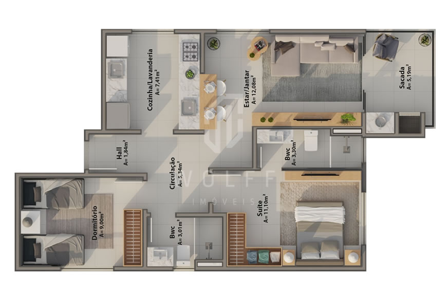 JD970 - Apartamentos a 500 metros da Praia 