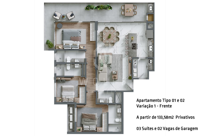 JD982 - Apartamento Sofisticado a 120 metros da Praia de Armação