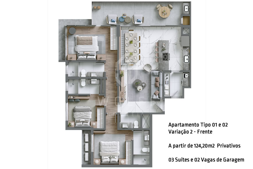 JD982 - Apartamento Sofisticado a 120 metros da Praia de Armação