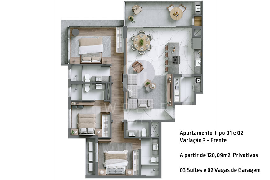JD982 - Apartamento Sofisticado a 120 metros da Praia de Armação