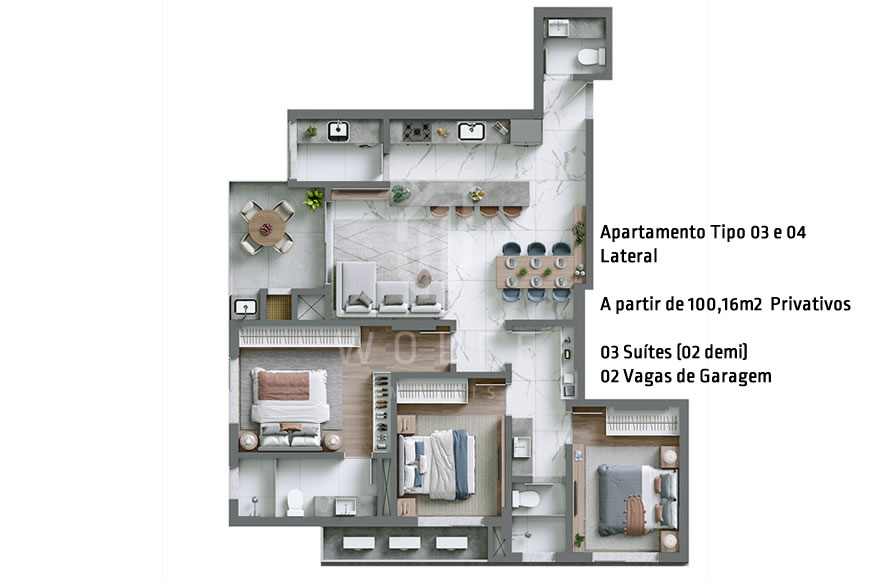JD982 - Apartamento Sofisticado a 120 metros da Praia de Armação